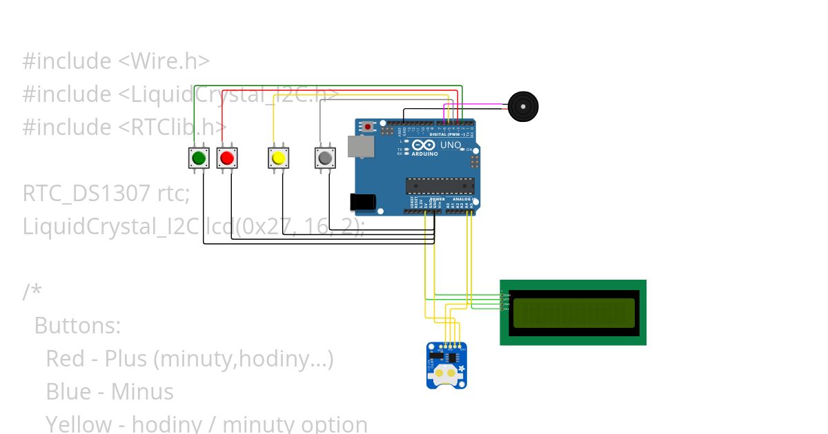 Hodiny a alarm simulation