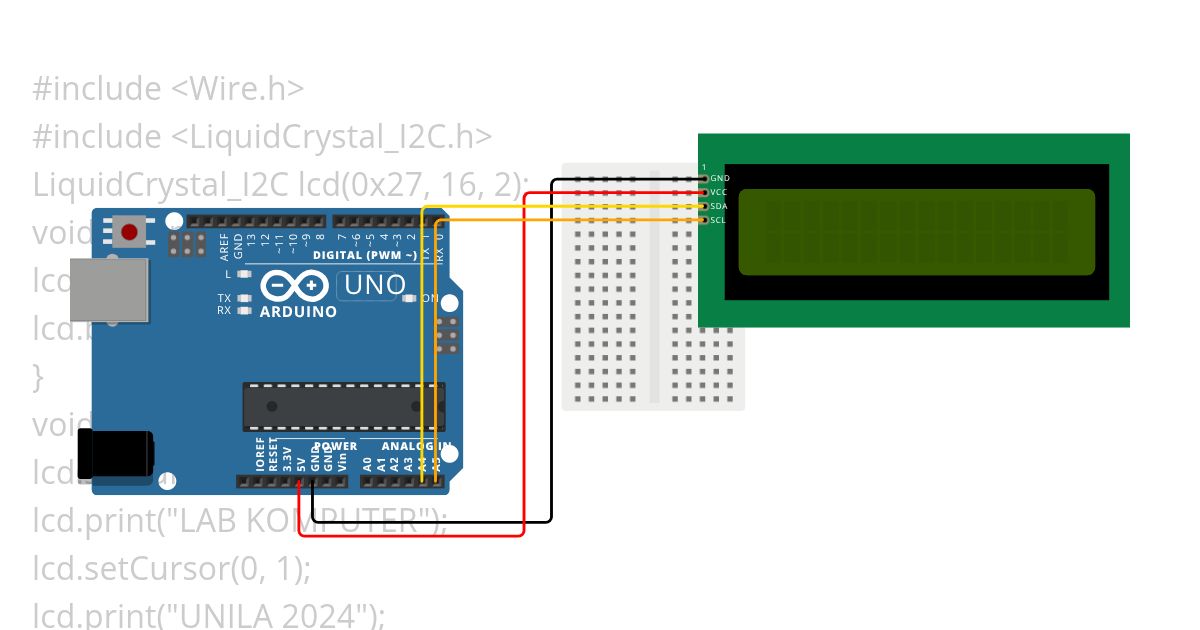 Percobaan 3 ( LCD I2C) simulation