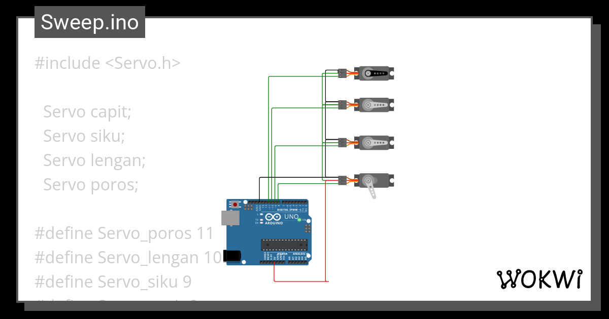 Sweep servo elvaa - Wokwi ESP32, STM32, Arduino Simulator