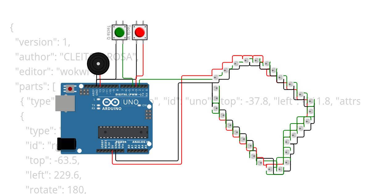 Corrida de 30 LEDs programados simulation