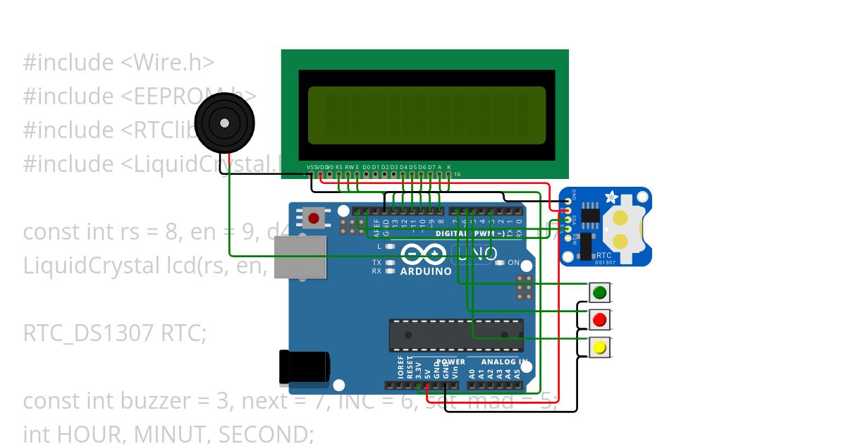 Arduino Digital Alarm Uhr simulation