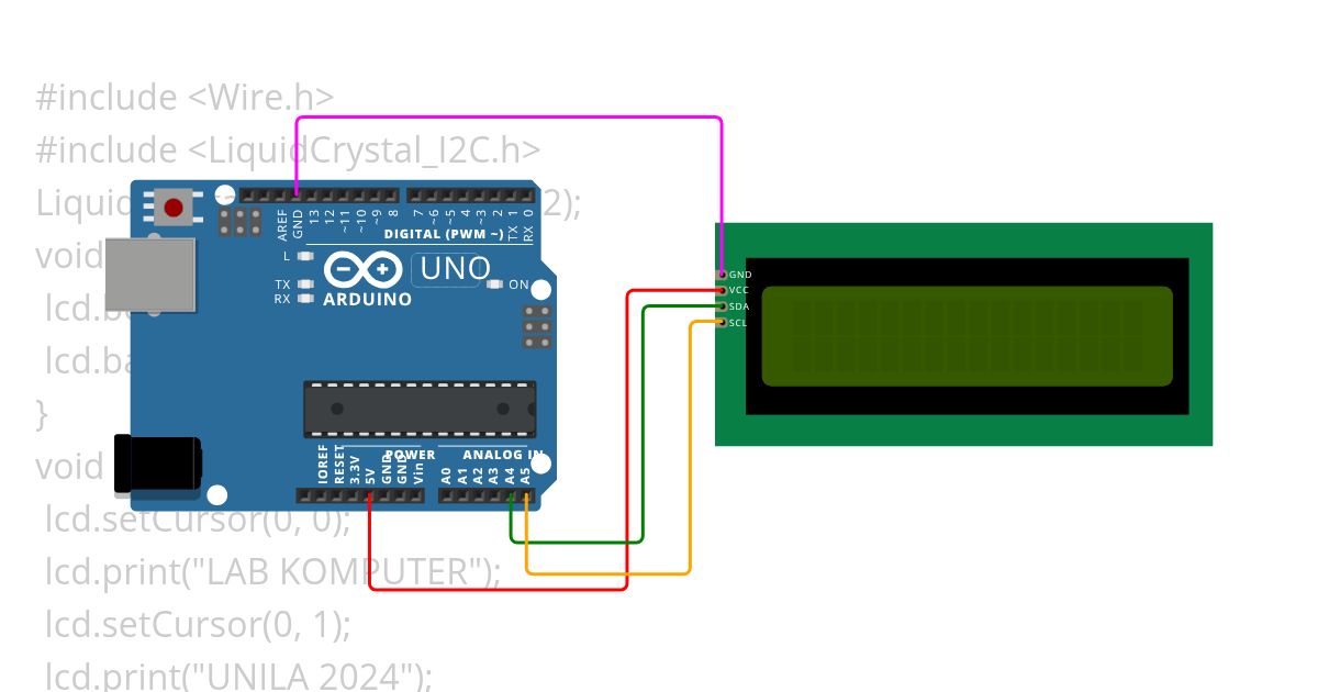 percobaan lcd I2C simulation