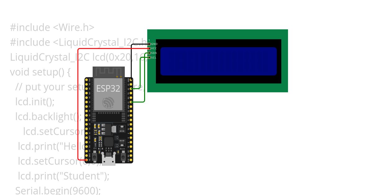 ESP32 I2C LCD  Copy simulation