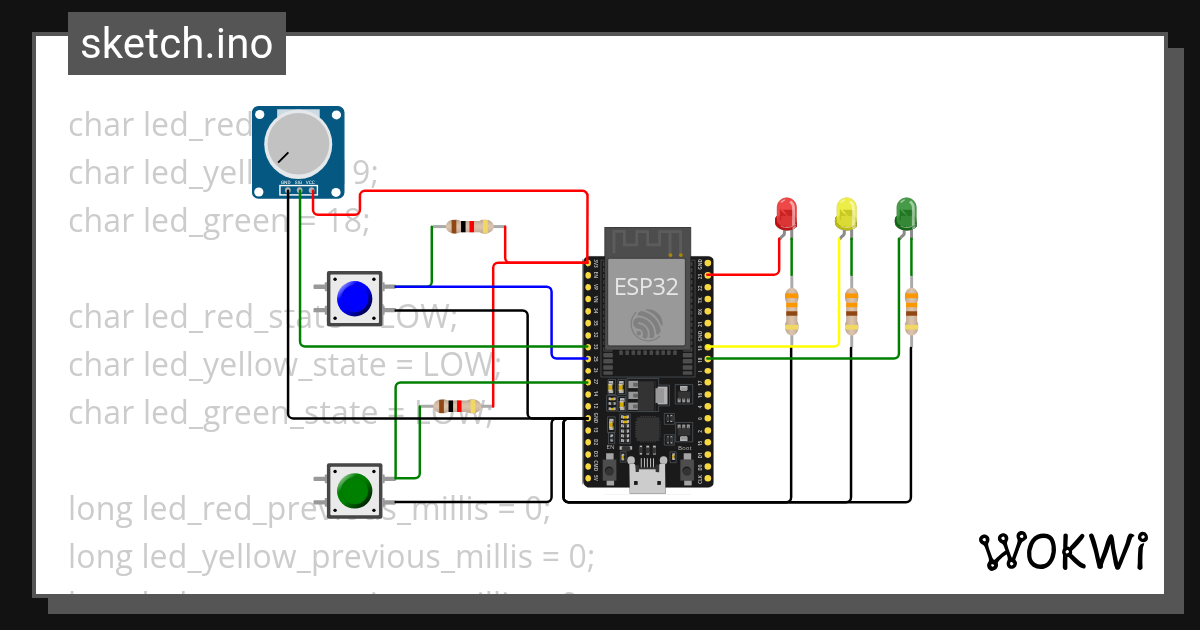 lab4_Blink 3 LED using millis_checkpoint2 Wokwi ESP32, STM32, Arduino Simulator