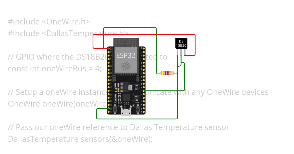 Temp ESP32 ds18b20 simulation