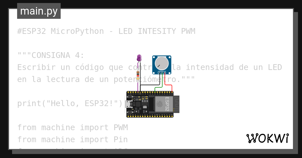 Esp32 micropython led intensity pwn wokwi esp32 stm32 arduino