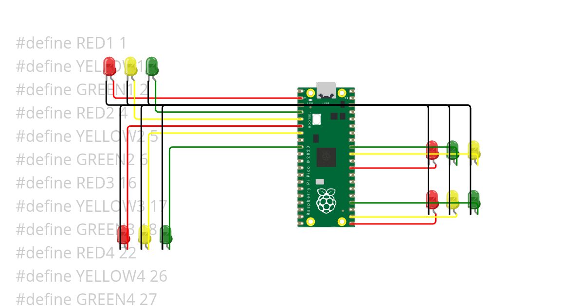 4 smart traffic lights simulation