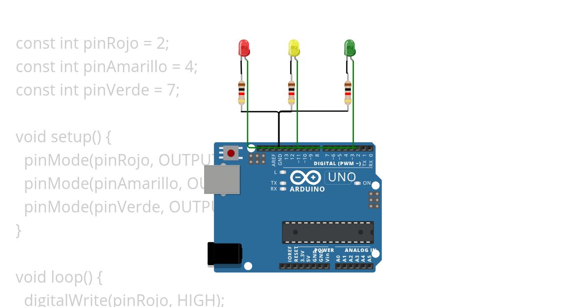 Semáforo con Arduino Ide simulation