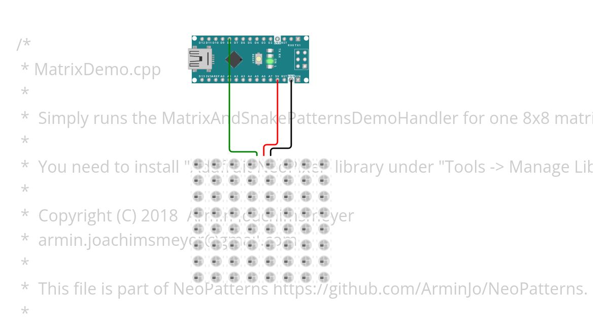 Example Code - MatrixDemo.ino simulation