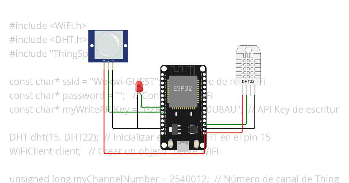 ThingSpeak DHT,PIR simulation