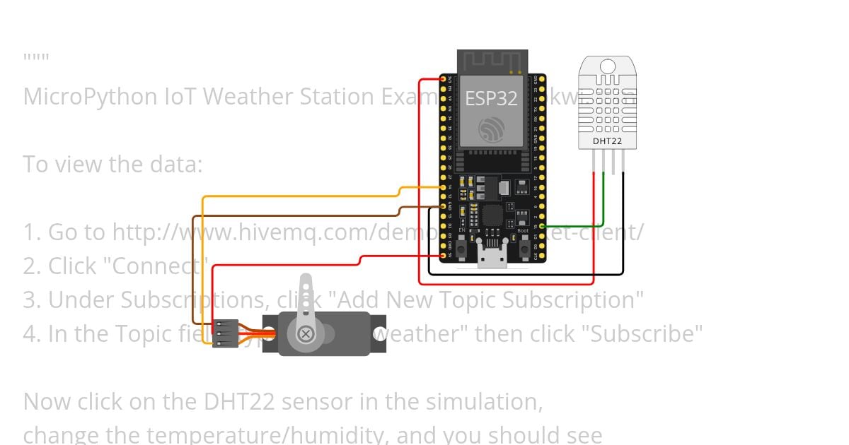 ESP32 + DHT22 + SERVO.PY simulation