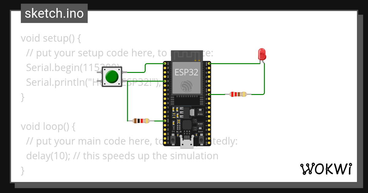 PUSH BUTTON - Wokwi ESP32, STM32, Arduino Simulator