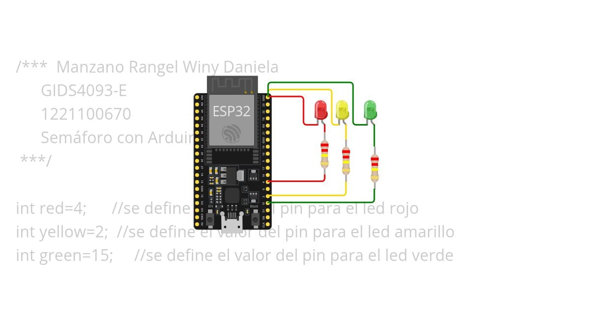 Semáforo con Arduino IDE simulation