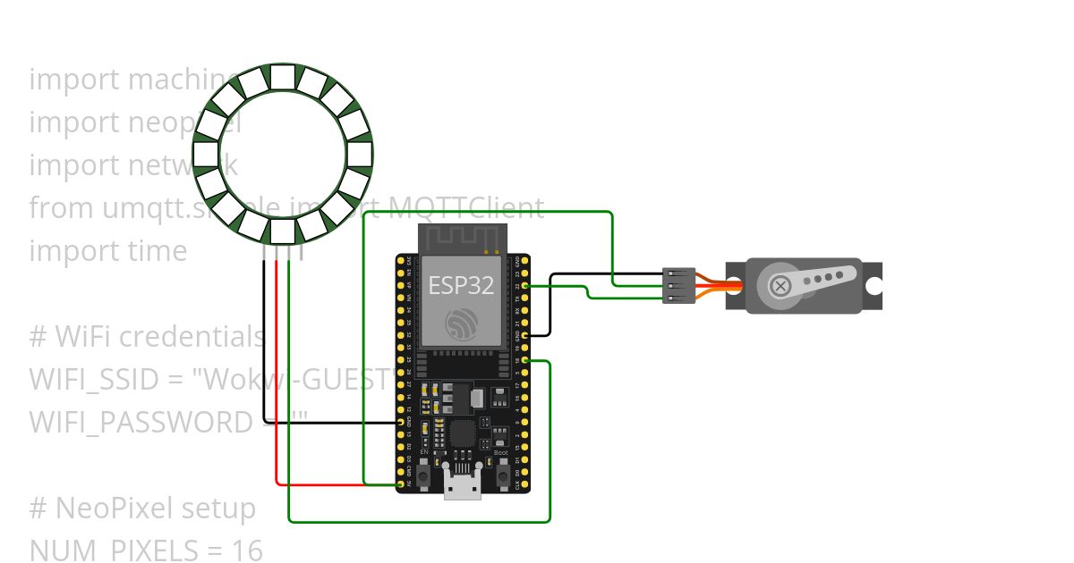 LAB 3 ESP32 MQTT, Neopixel & Servo  simulation