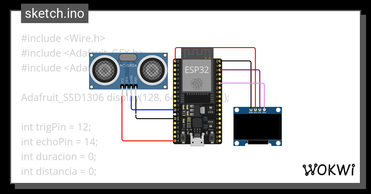 Código Distanciómetro - Wokwi ESP32, STM32, Arduino Simulator