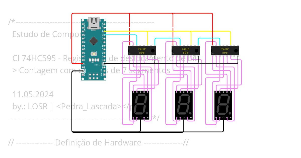 Teste - CI 74HC595 simulation
