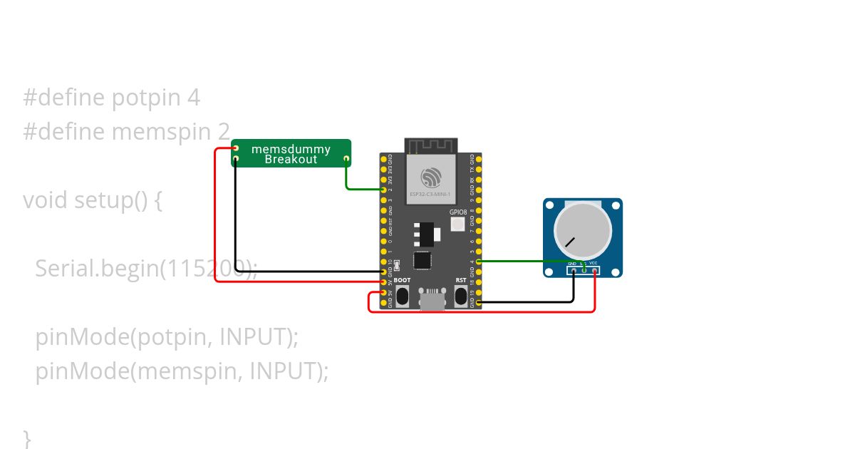 Fermion MEMS Smoke Gas Detection Sensor with potensiometer simulation