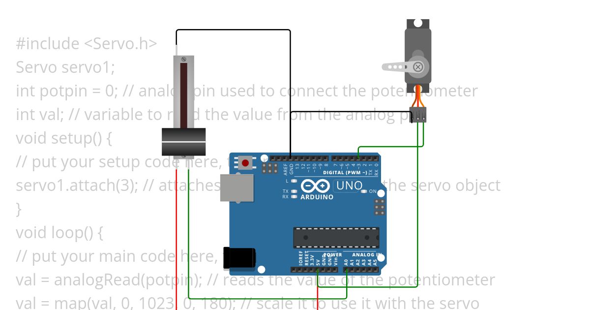 POTINOMETER AND SERVO simulation