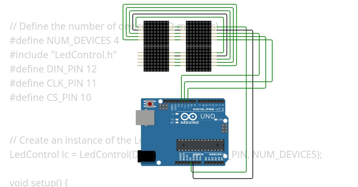 4 led matrix control simulation