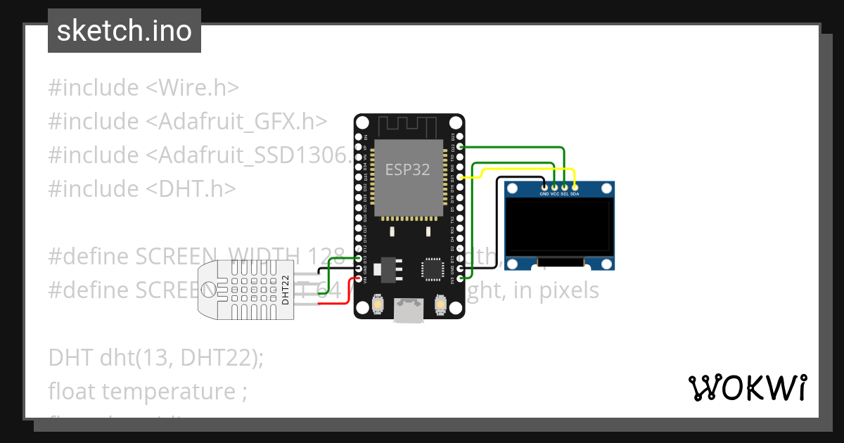 ESP32 + OLED + HD22 - Wokwi ESP32, STM32, Arduino Simulator