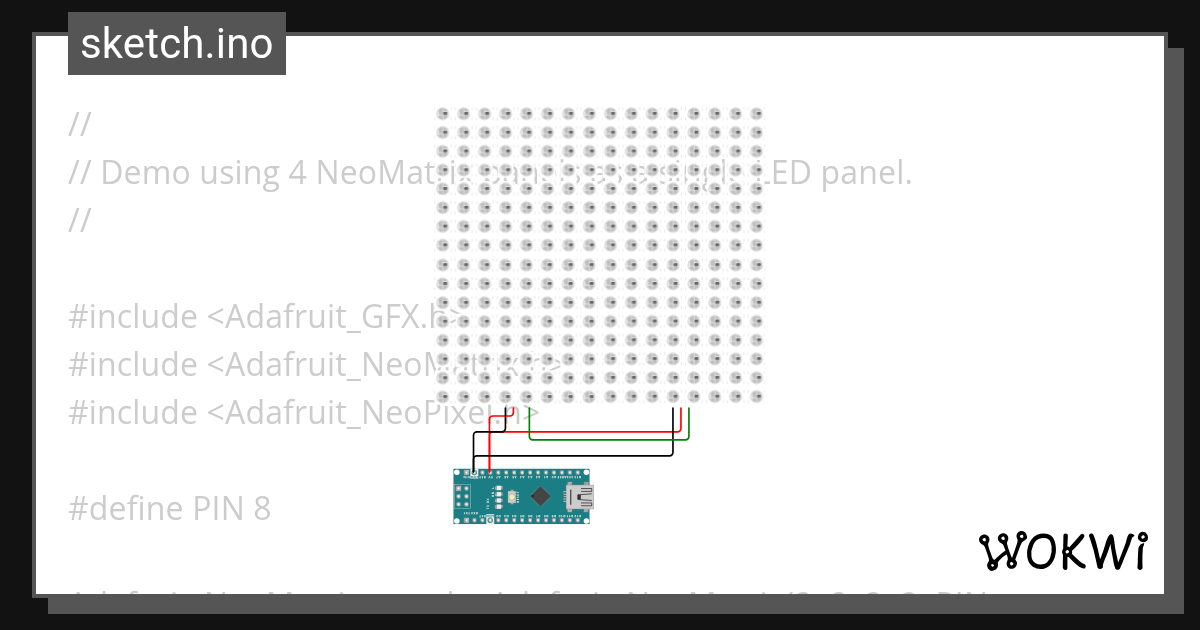 Neopixel 16x16 blue red fill demo wokwi esp32 stm32 arduino simulator