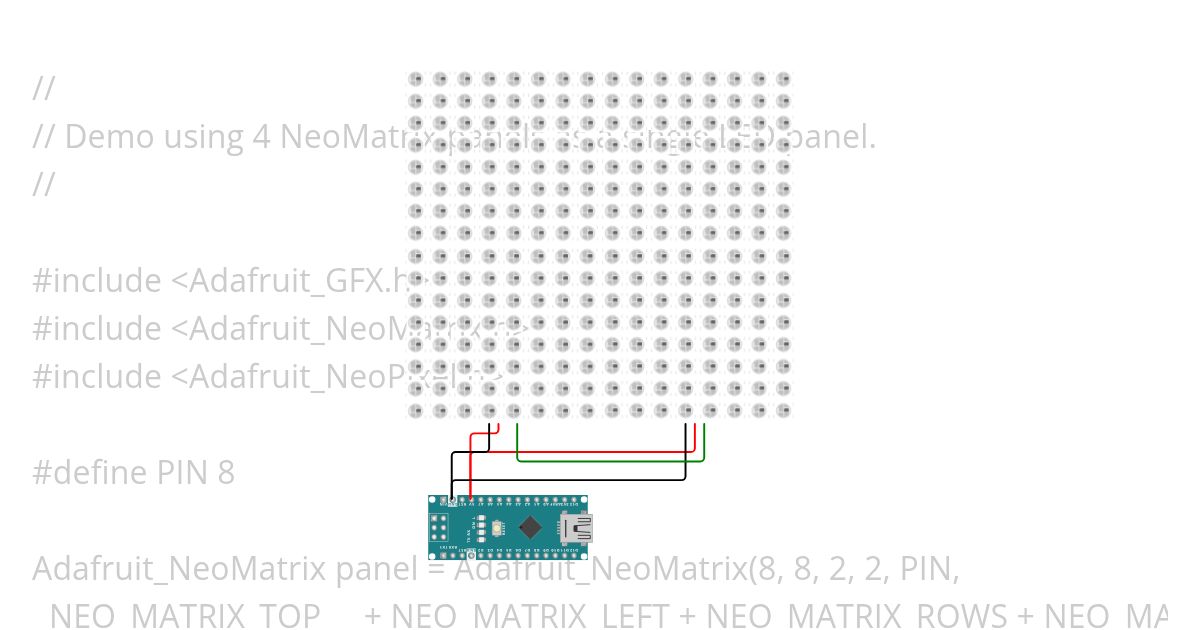 NeoPixel 16x16 Blue-Red Fill Demo simulation