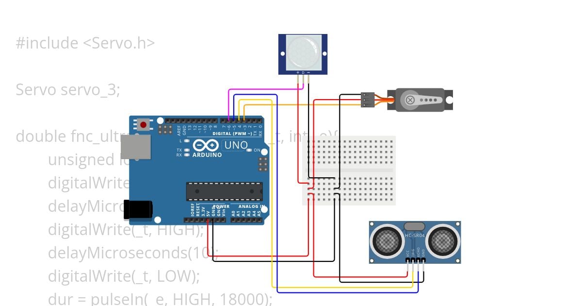 SERVO+ULTRASONIDOS+PIR simulation