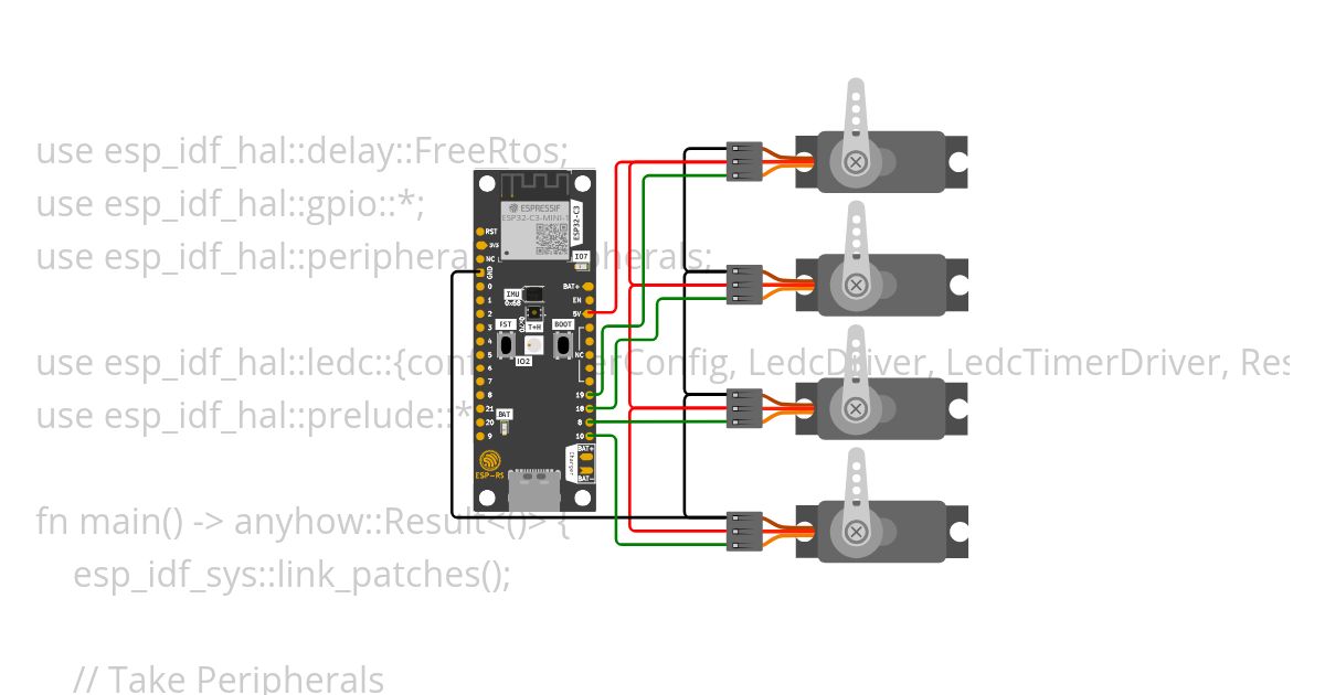 board-esp32-c3-rust-1 - 4x servos simulation