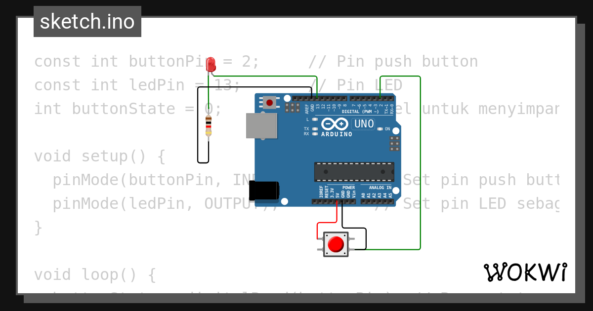 led push buton - Wokwi ESP32, STM32, Arduino Simulator