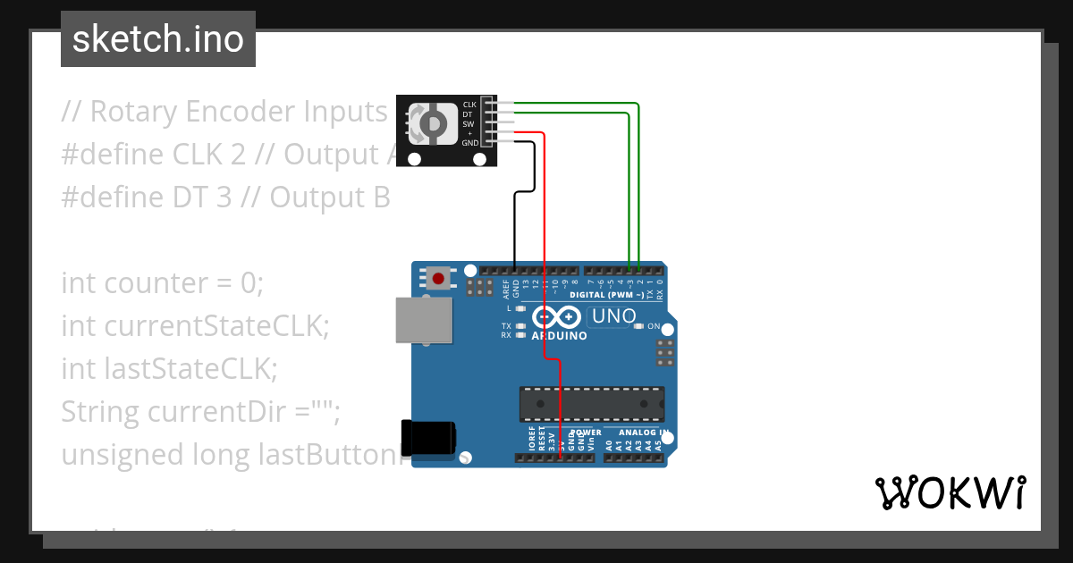 quadrature encoder w interrupt Wokwi ESP32, STM32, Arduino Simulator