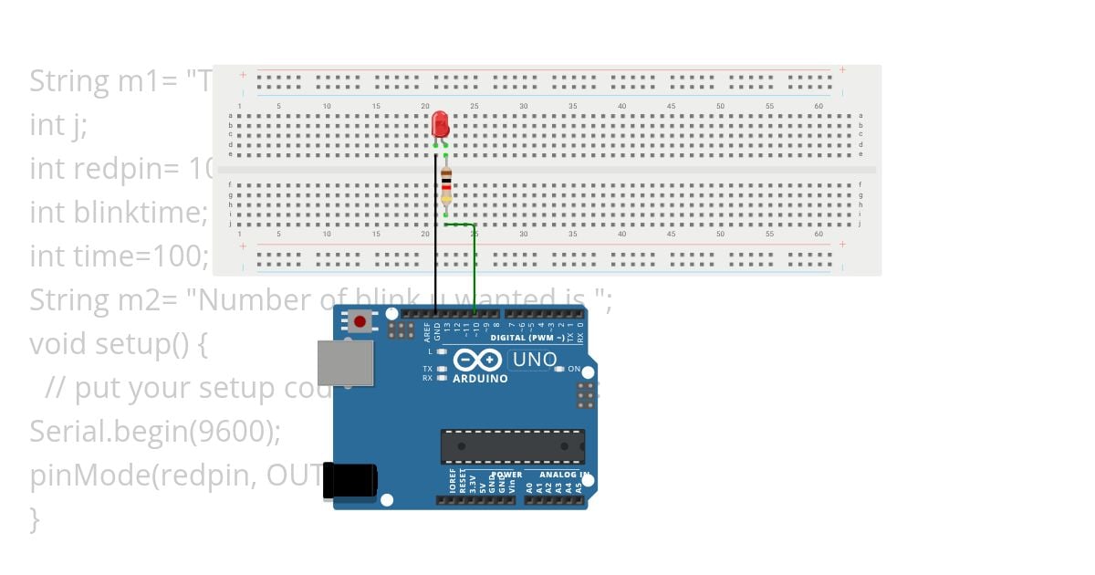 Blinking LED by commands in serial monitor simulation