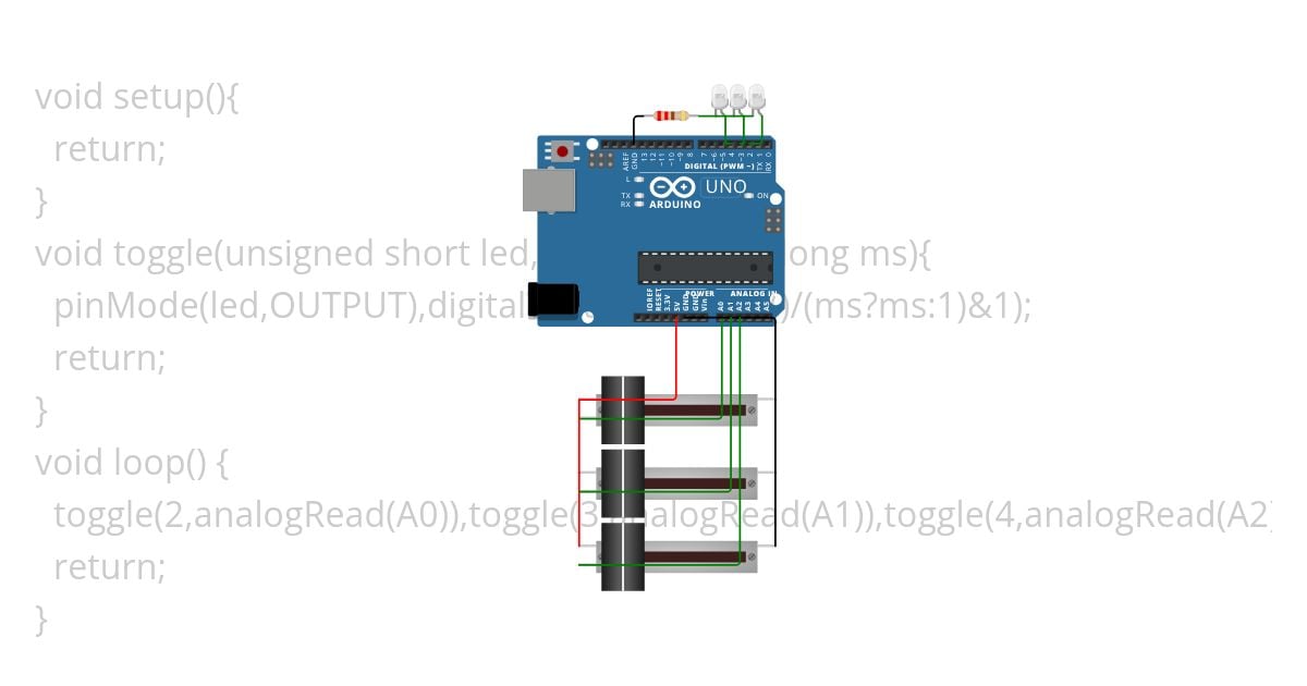 Multiple LED blink challenge simulation