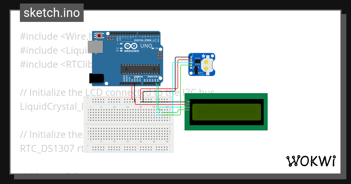 RTC & LCD - Wokwi ESP32, STM32, Arduino Simulator
