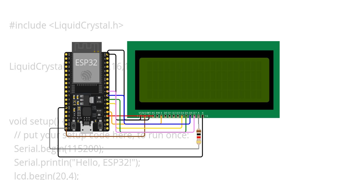 proyecto en wokwi. con pantalla lcd y esp simulation