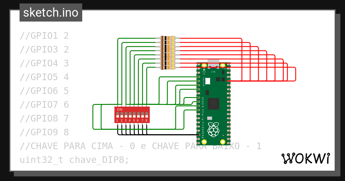 DIP_SWITCH_8 - Wokwi ESP32, STM32, Arduino Simulator
