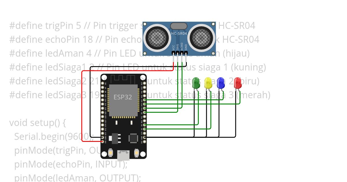 ESP HC-SR04  led simulation