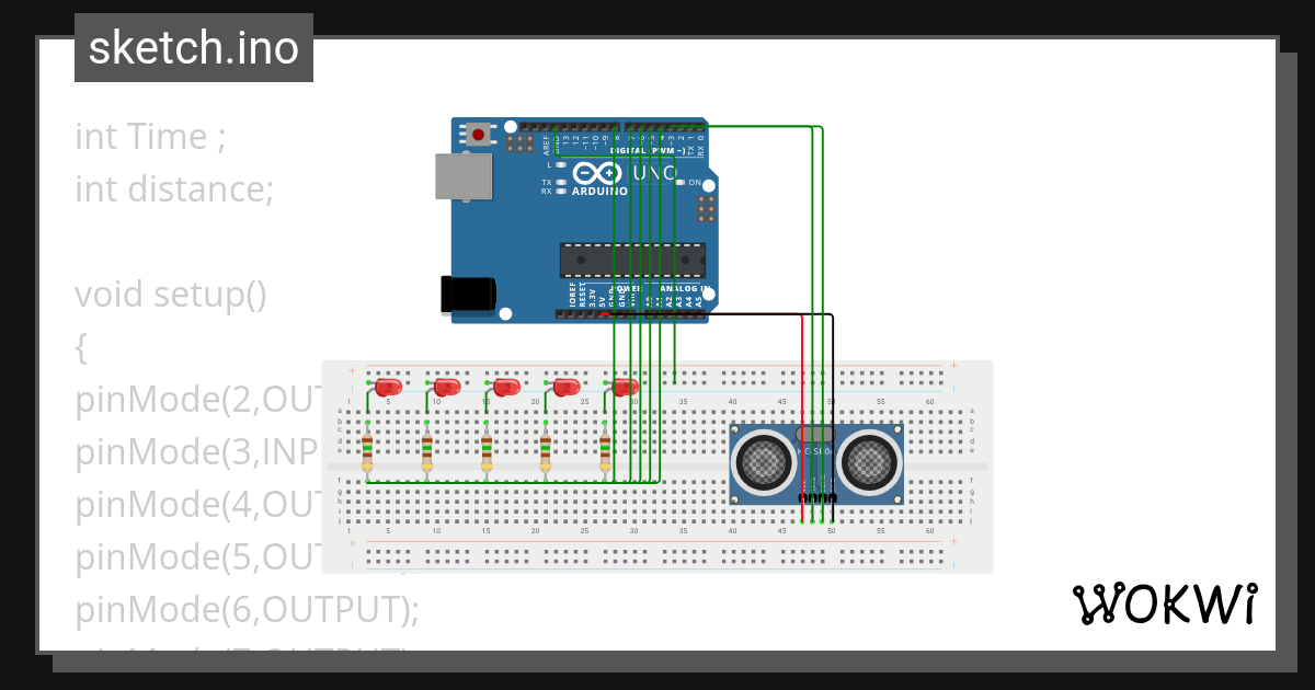 Distance sensor - Wokwi ESP32, STM32, Arduino Simulator