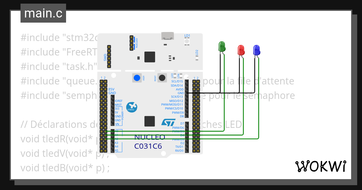 TD Semaphore Q - Wokwi ESP32, STM32, Arduino Simulator
