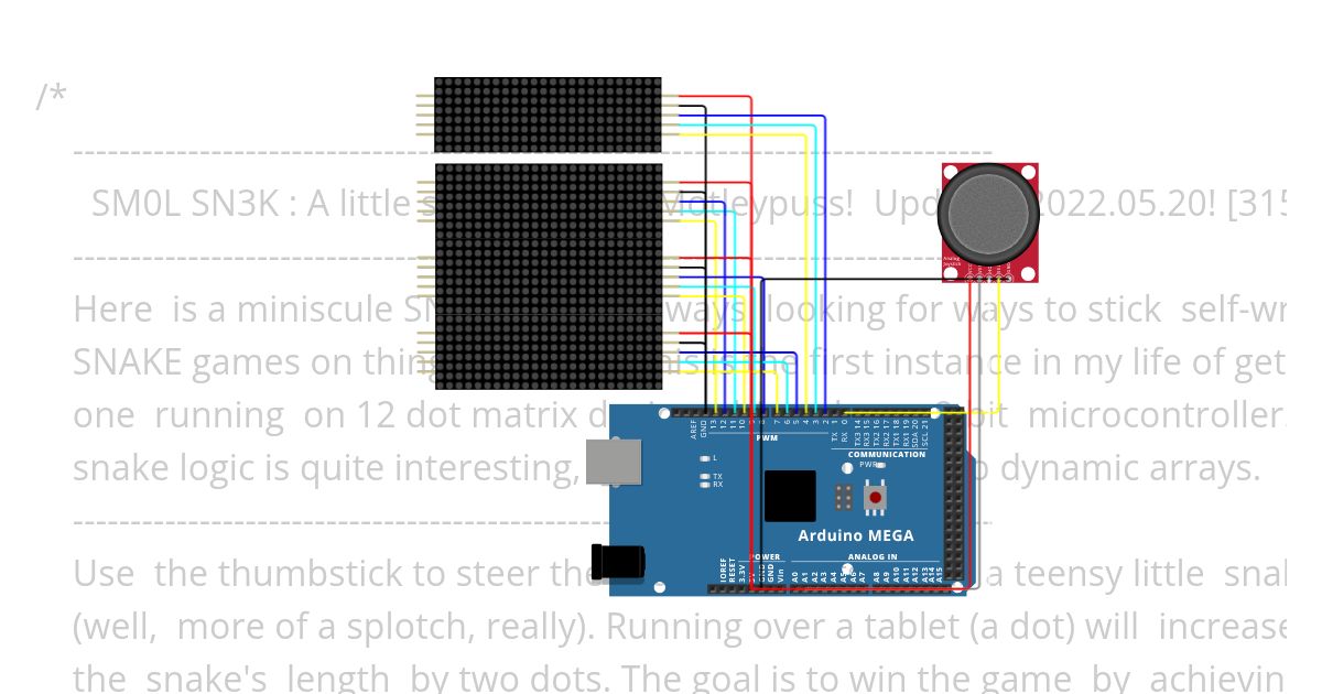 24 x 24 Dot Matrix SNAKE Game Copy simulation