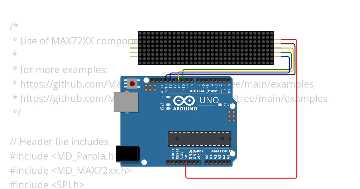ARDUINO MD_MAX7219 simulation