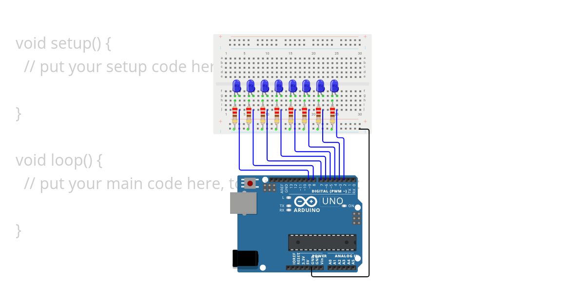 Moteto 8 LEDs - Aula simulation