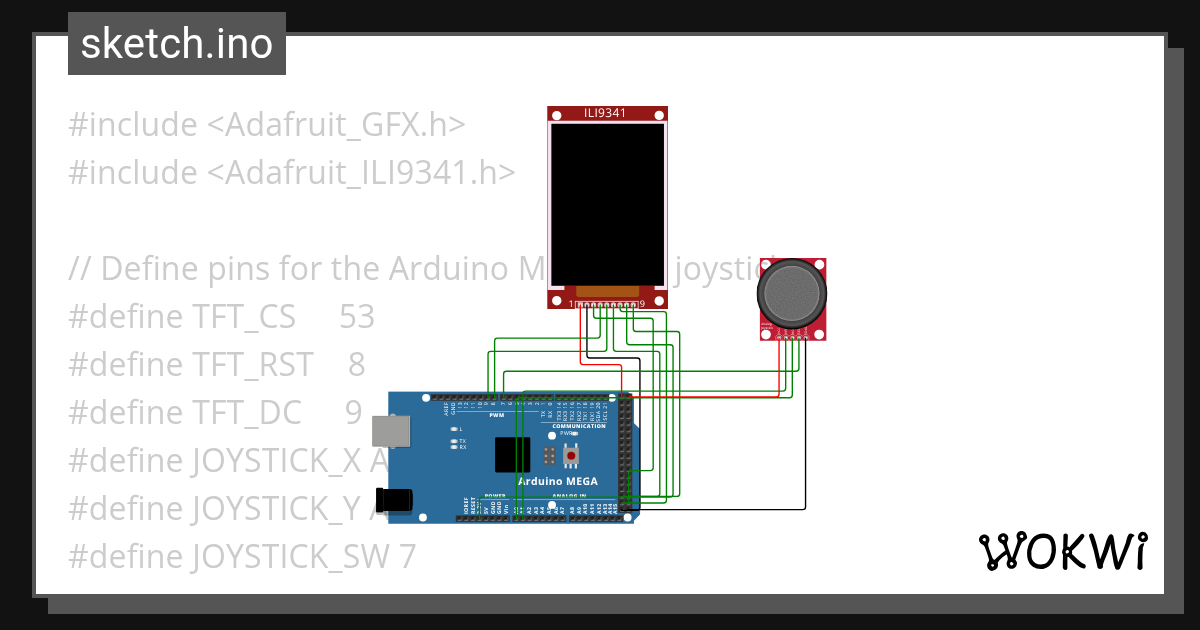 Testing tft with joystick - Wokwi ESP32, STM32, Arduino Simulator