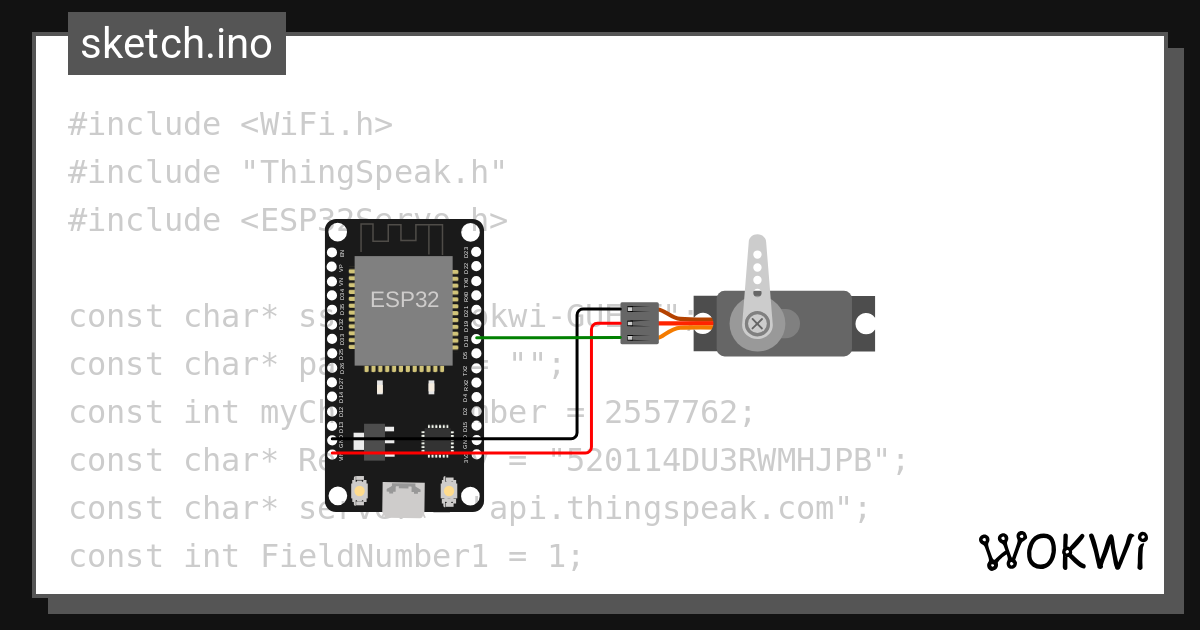 ESP32 Kontrol Servo ThingSpeak - Wokwi ESP32, STM32, Arduino Simulator