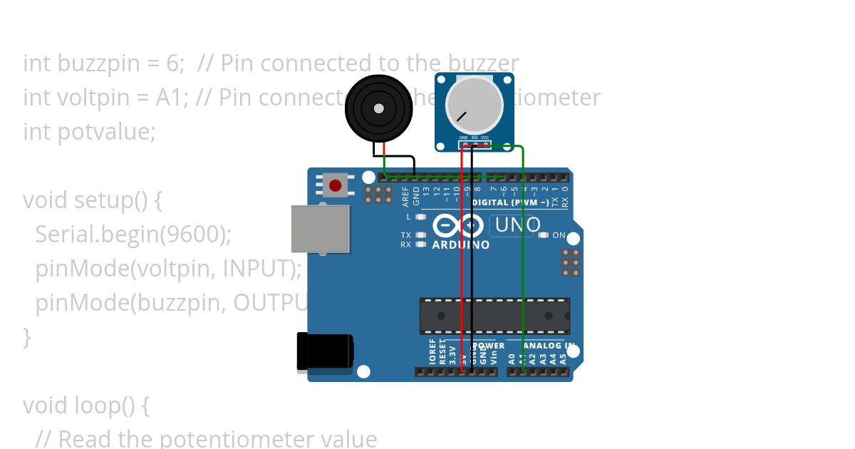 Buzzer with Potentiometer simulation