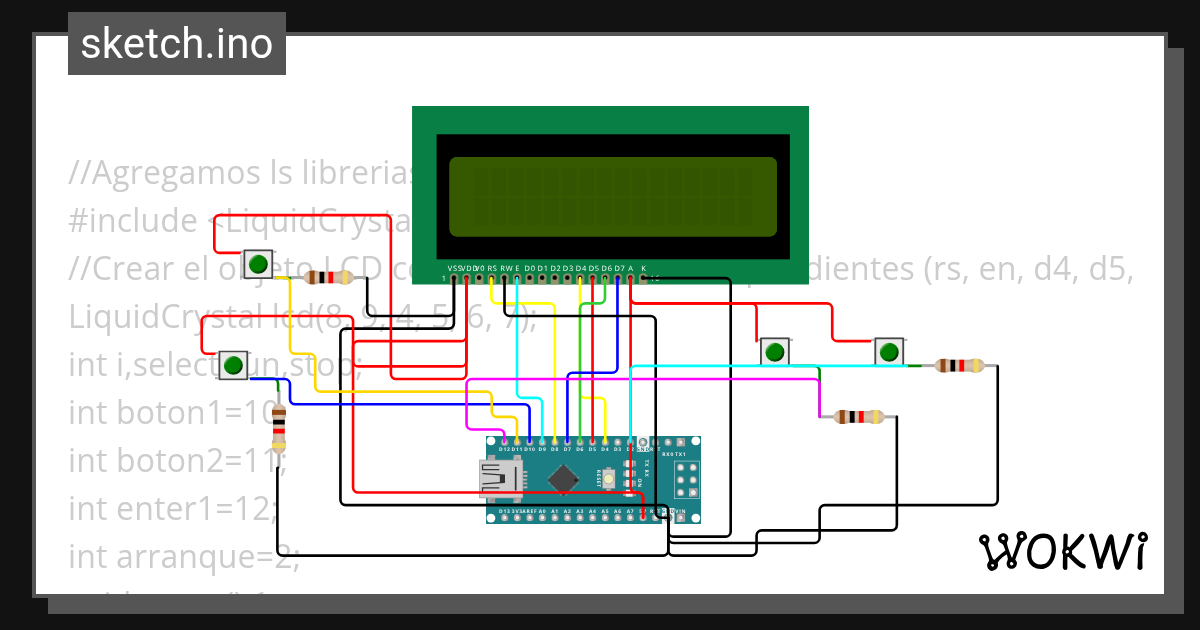 MENU ARDUINO NANO - Wokwi ESP32, STM32, Arduino Simulator