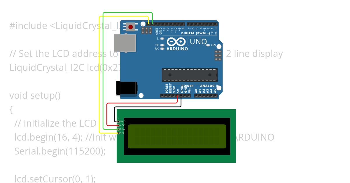 i2c module with Arduino uno R3 simulation