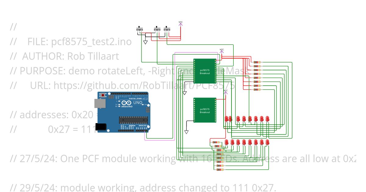 PCF8575 experimental circuit simulation