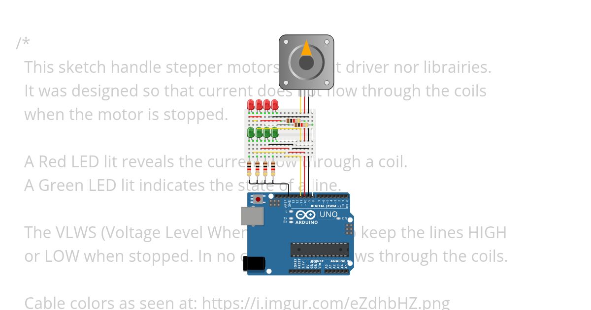 When the stepper stops, the current flow also stops simulation