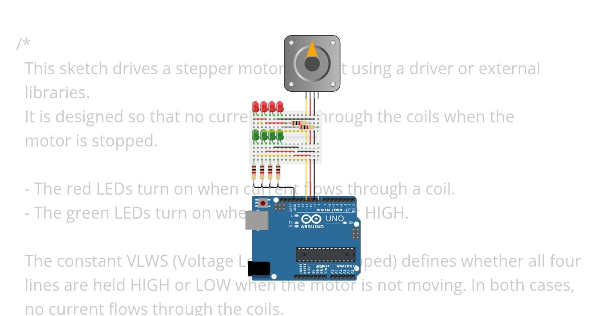 When the stepper stops, the current flow also stops simulation