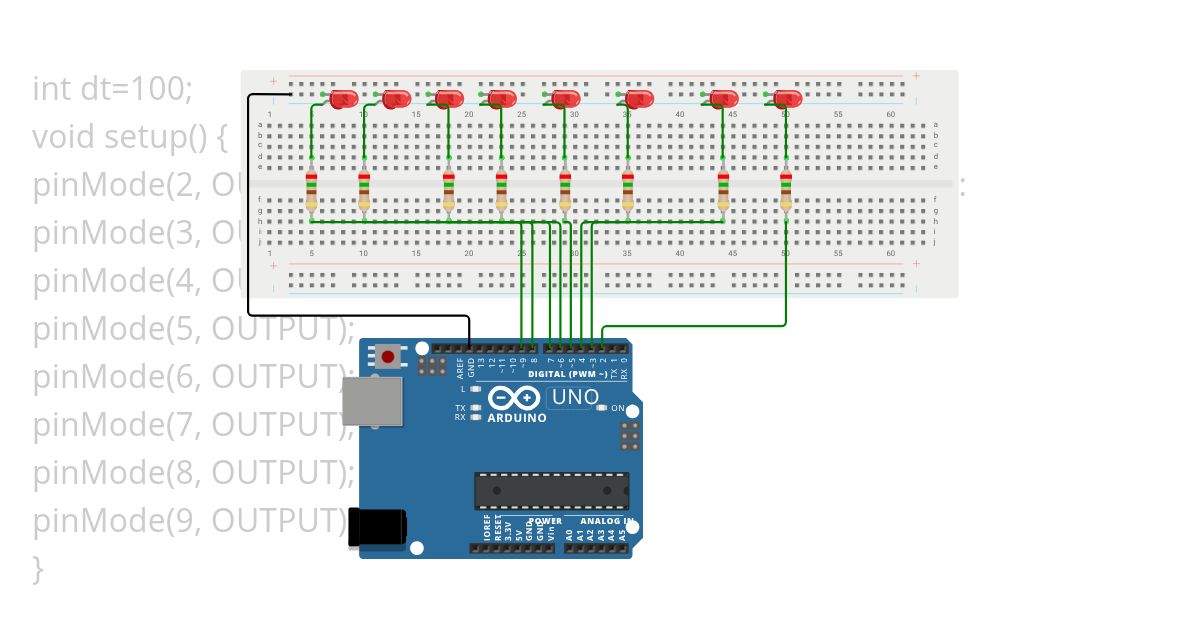 LED pattern program  blinking multiple Led simulation